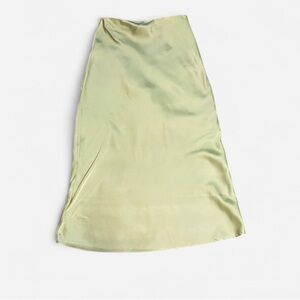 Forever 21 Green Midi Satin Slip Skirt
